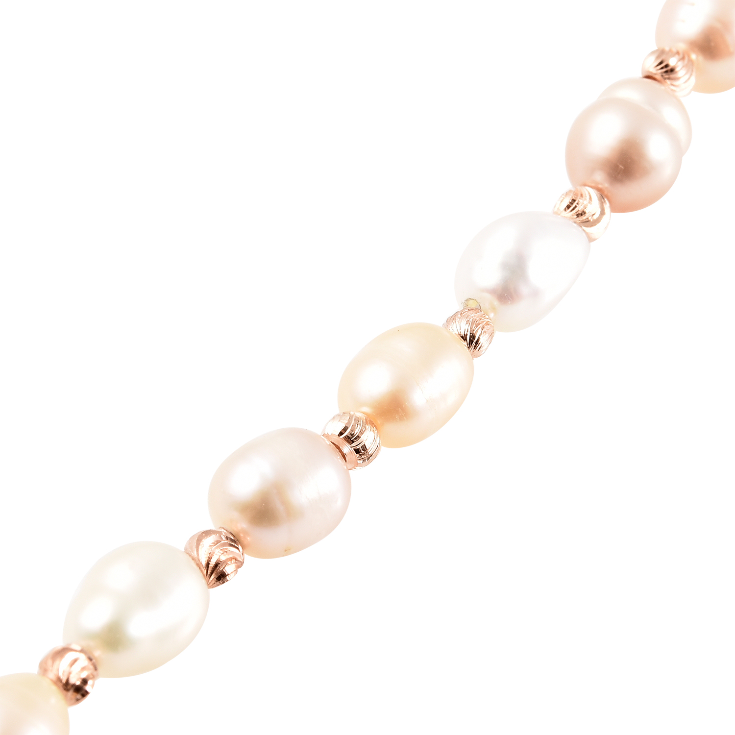 Multi Color Freshwater Pearl Adjustable Bracelet in Rosetone 6-8 in