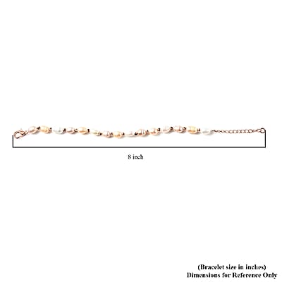 Multi Color Freshwater Pearl Adjustable Bracelet in Rosetone 6-8 in