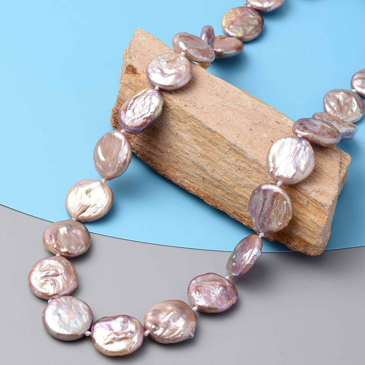 Natural Purple Organic Shape Pearl Necklace 20 Inches in Rhodium Over Sterling Silver with Magnetic Clasp