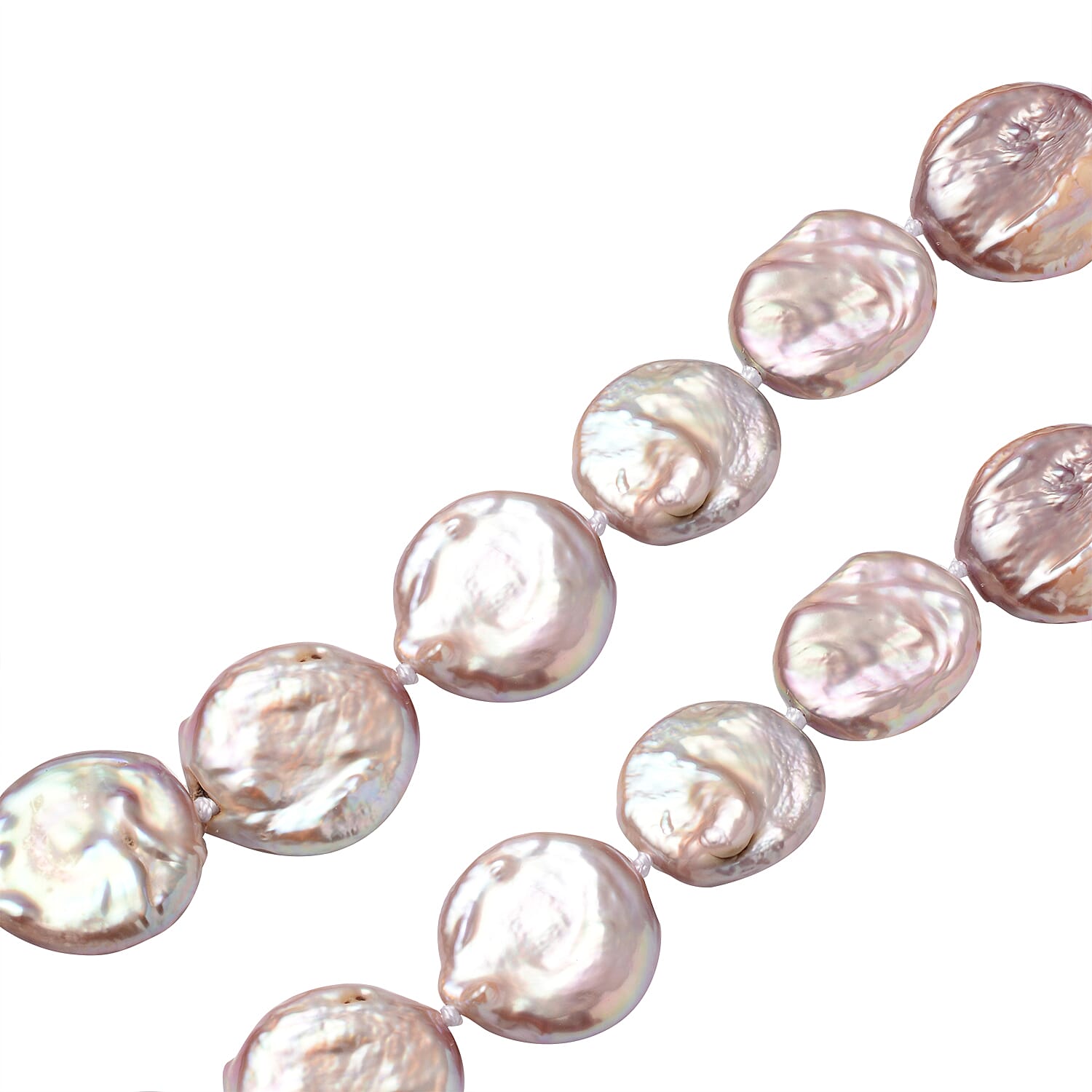 Natural Purple Organic Shape Pearl Necklace 20 Inches in Rhodium Over Sterling Silver with Magnetic Clasp