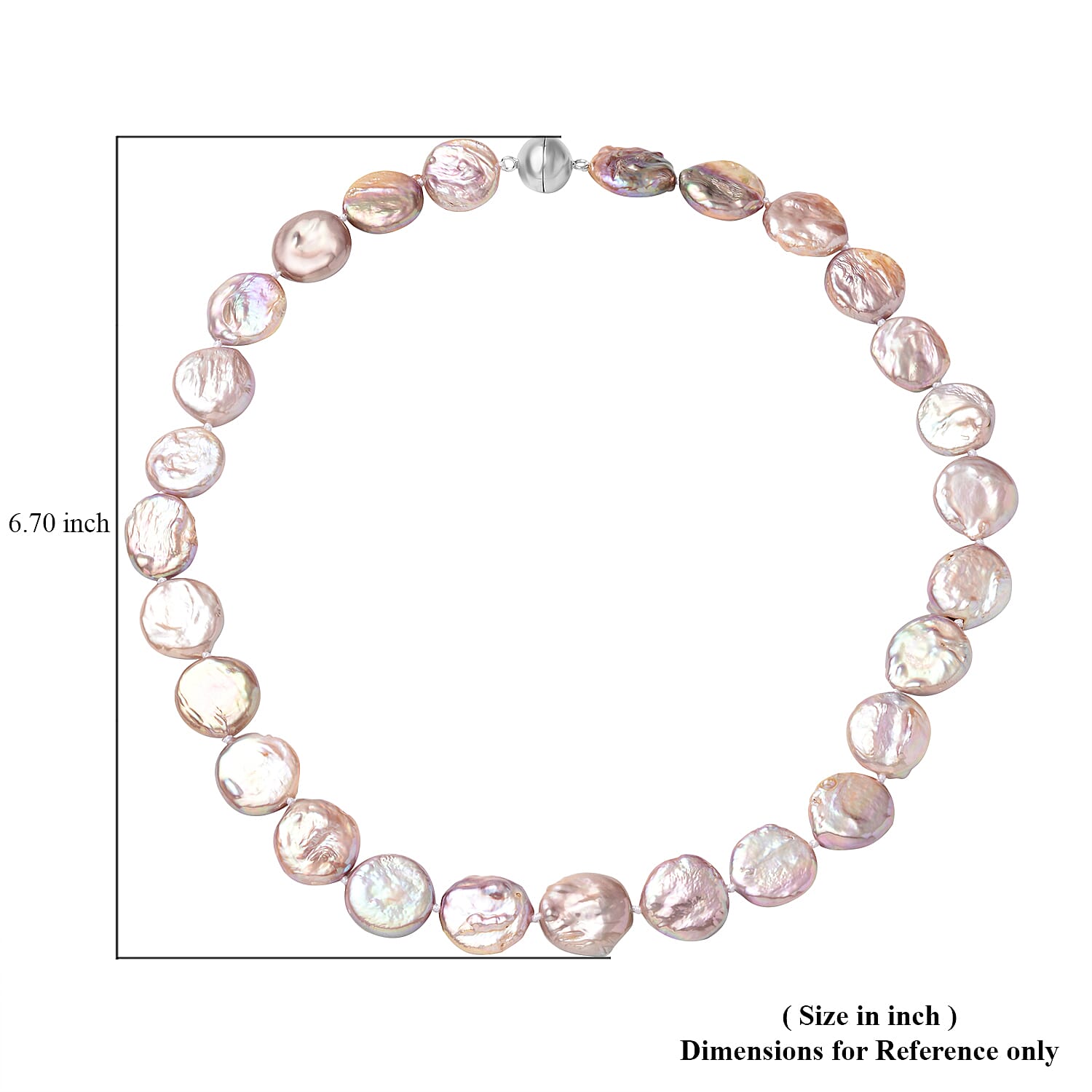 Natural Purple Organic Shape Pearl Necklace 20 Inches in Rhodium Over Sterling Silver with Magnetic Clasp