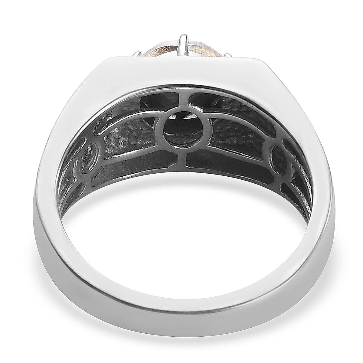 Karis Aurora Borealis Crystal Men's Ring in Platinum Bond (Size 14.0)