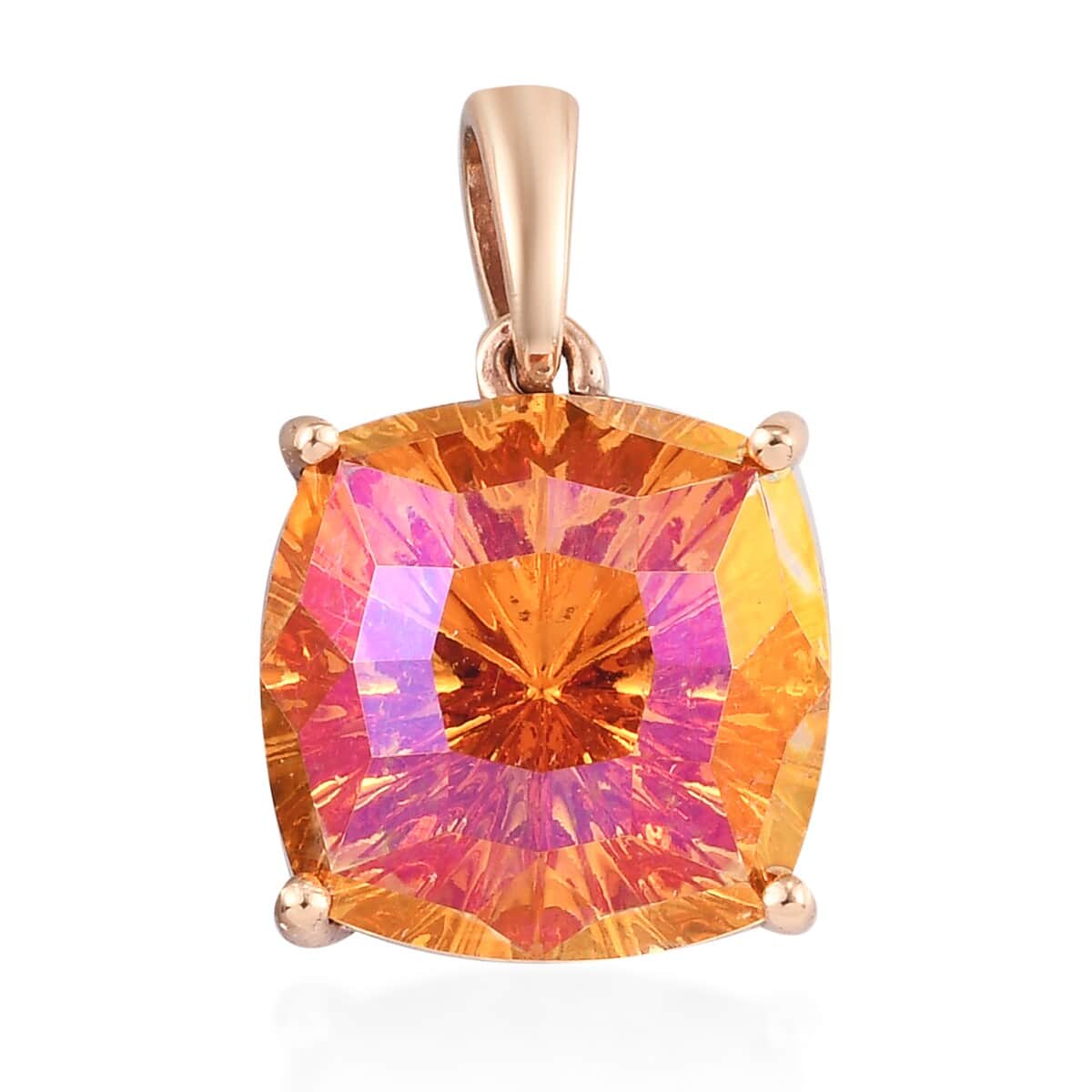 Astral Pink Crystal Solitaire Pendant in Bronze image number 0