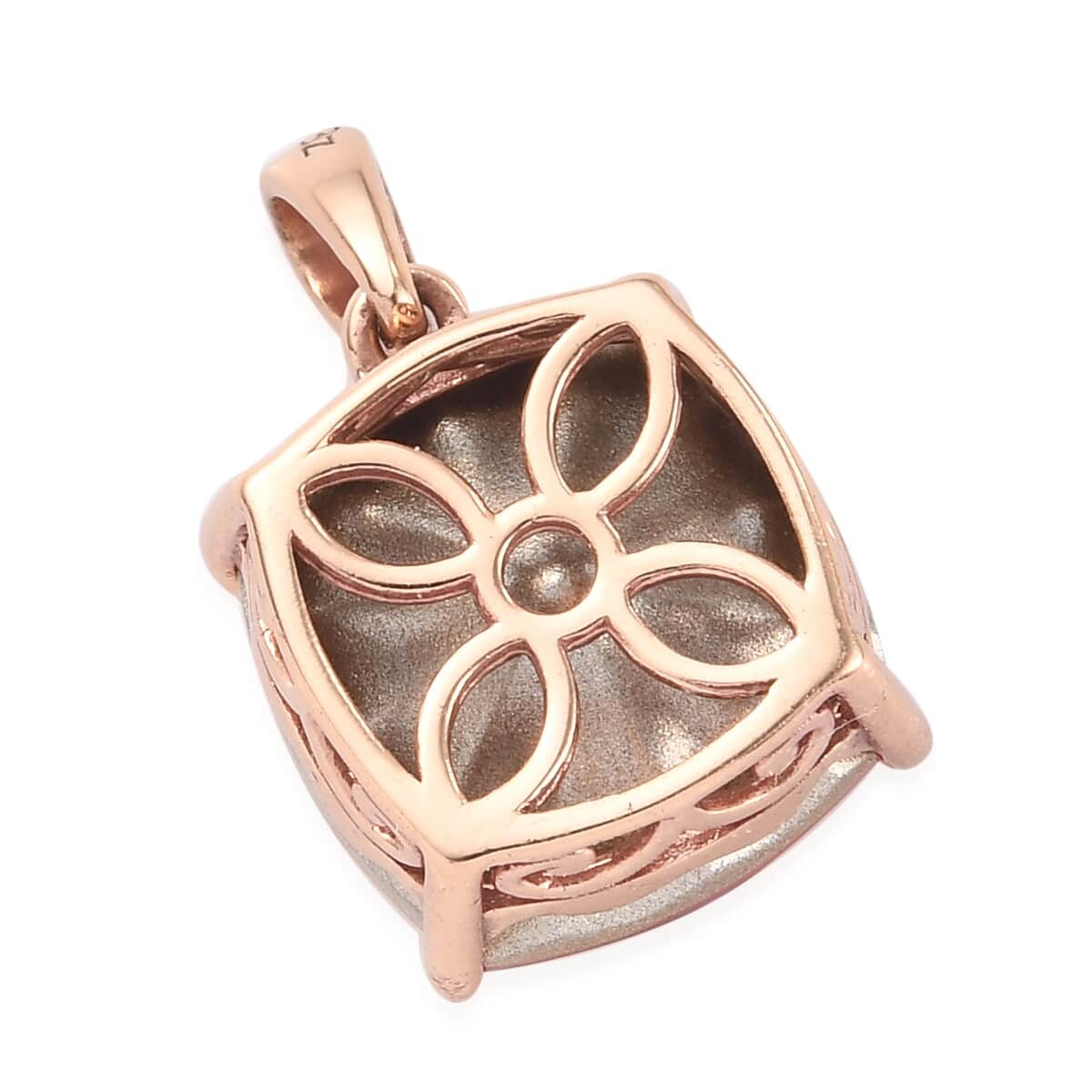 Astral Pink Crystal Solitaire Pendant in Bronze image number 3