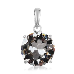 White Crystal Solitaire Pendant in Sterling Silver