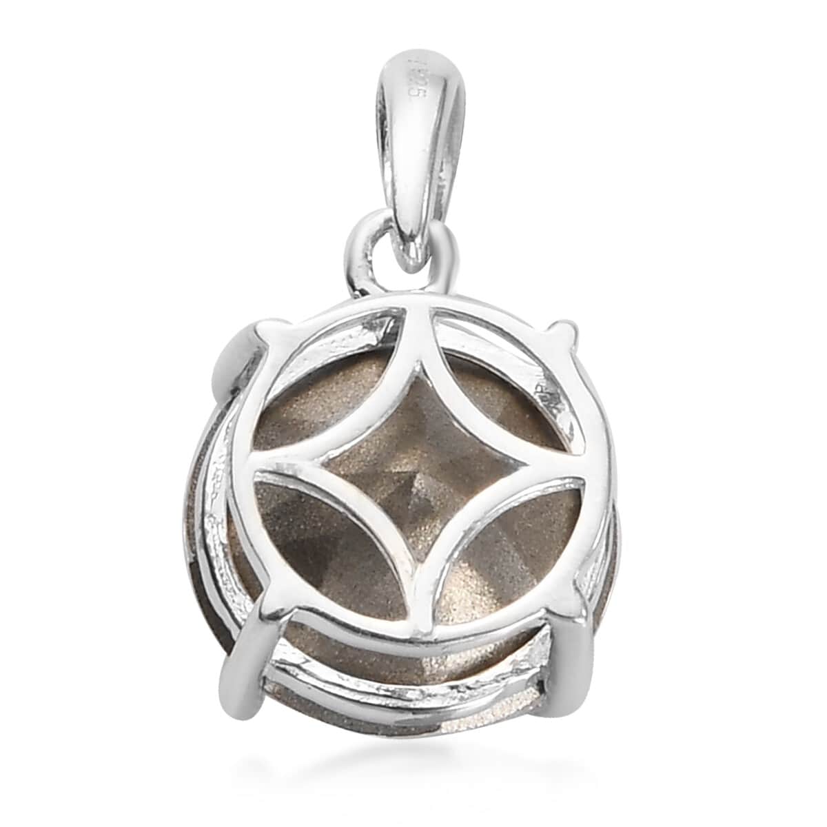 White Crystal Solitaire Pendant in Sterling Silver image number 3