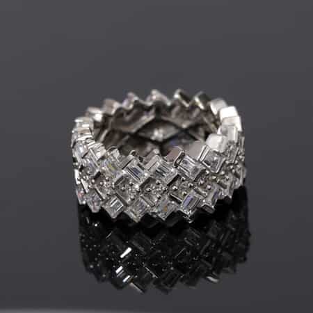 Lustro Stella Made with Finest CZ Band Ring in Platinum Over Sterling Silver (Size 7.0) 4.40 ctw image number 1