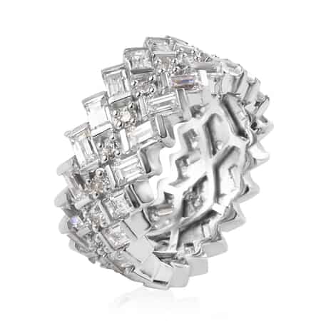 Lustro Stella Made with Finest CZ Band Ring in Platinum Over Sterling Silver (Size 7.0) 4.40 ctw image number 3