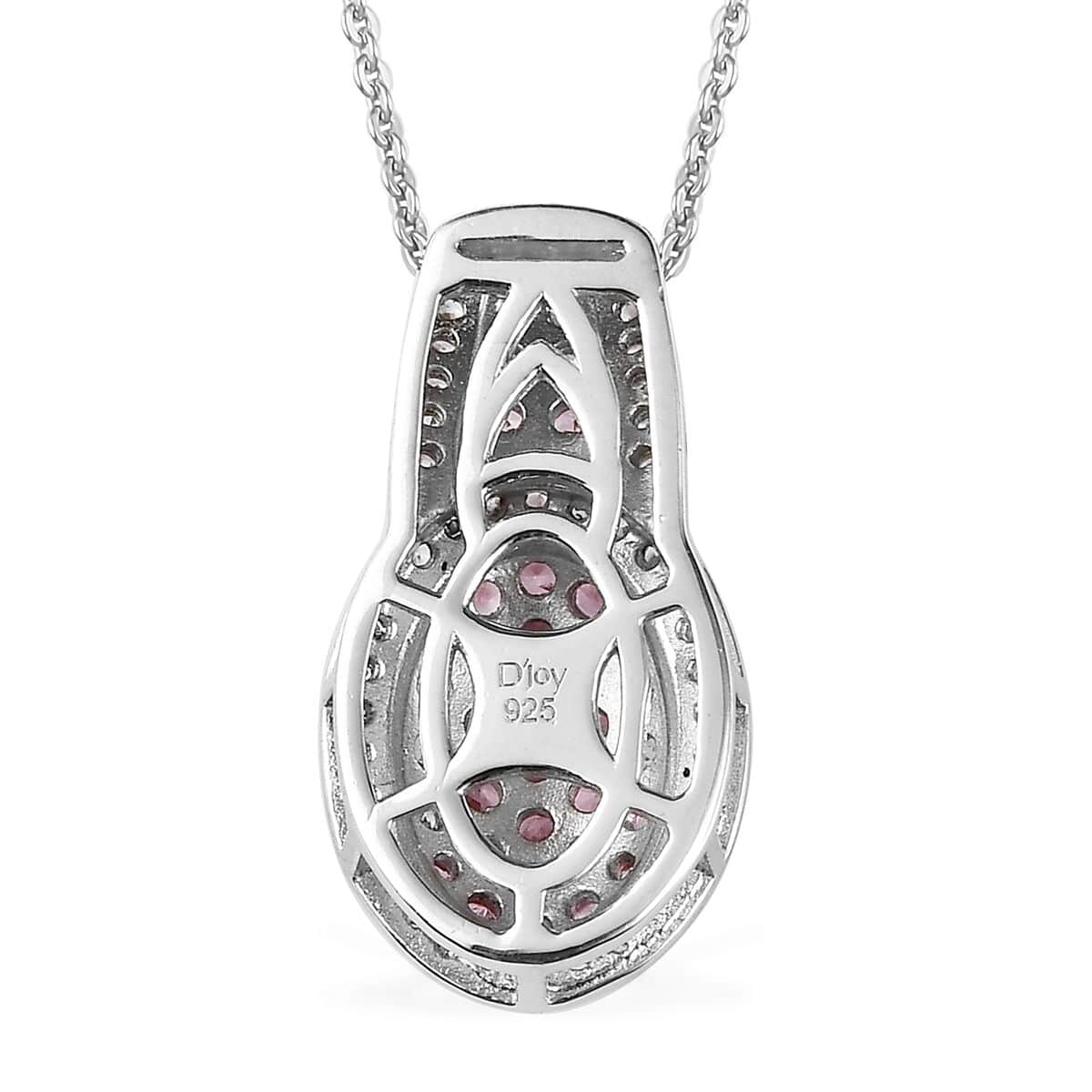 Madagascar Pink Sapphire and Natural White Zircon Cocktail Pendant Necklace 20 Inches in Platinum Over Sterling Silver 1.50 ctw image number 4