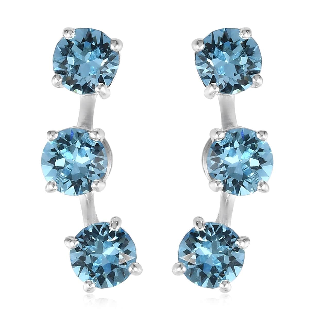 Aquamarine Crystal Earrings in Sterling Silver image number 0