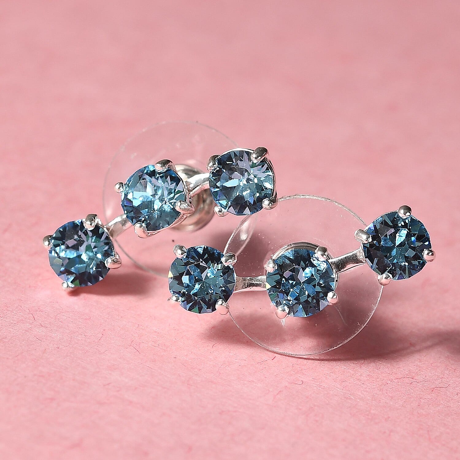 Aquamarine Crystal Earrings in Sterling Silver