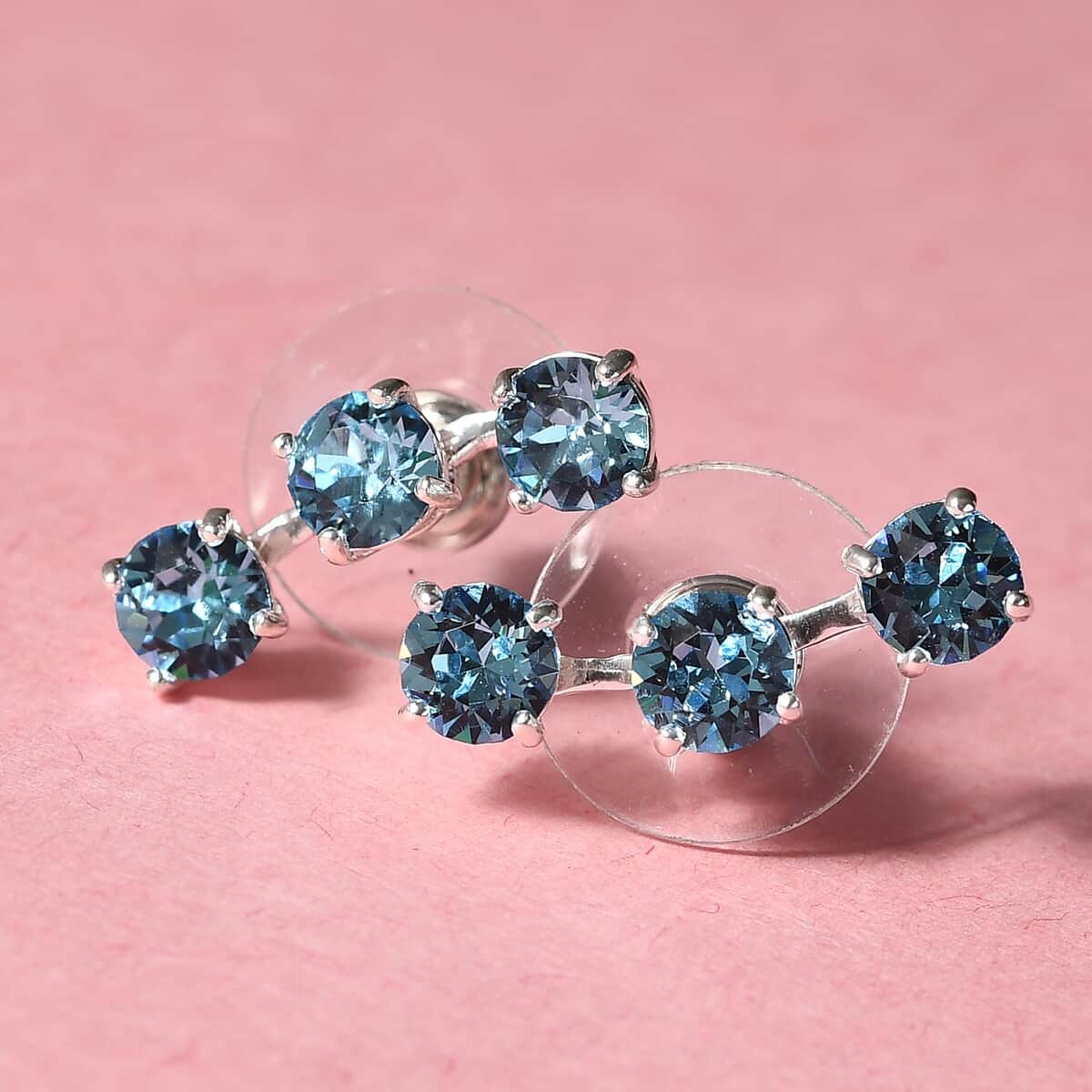 Aquamarine Crystal Earrings in Sterling Silver image number 1
