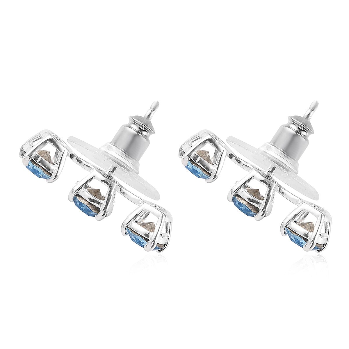 Aquamarine Crystal Earrings in Sterling Silver