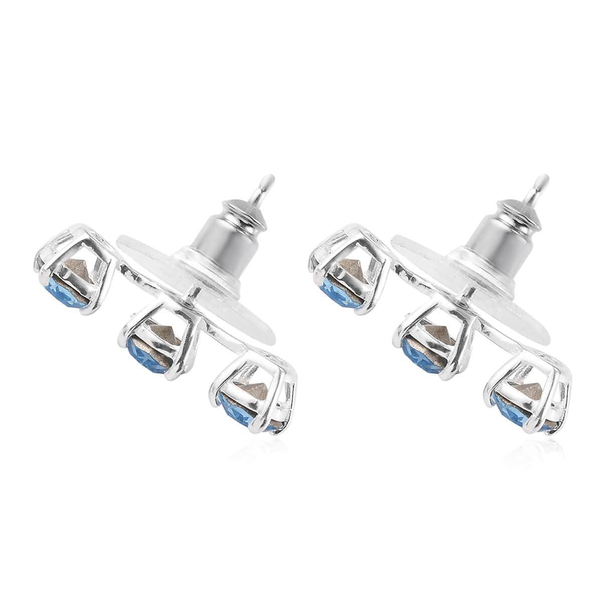 Aquamarine Crystal Earrings in Sterling Silver image number 3