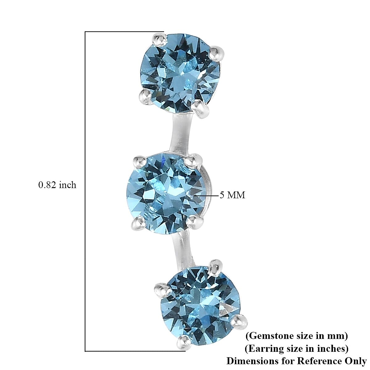 Aquamarine Crystal Earrings in Sterling Silver