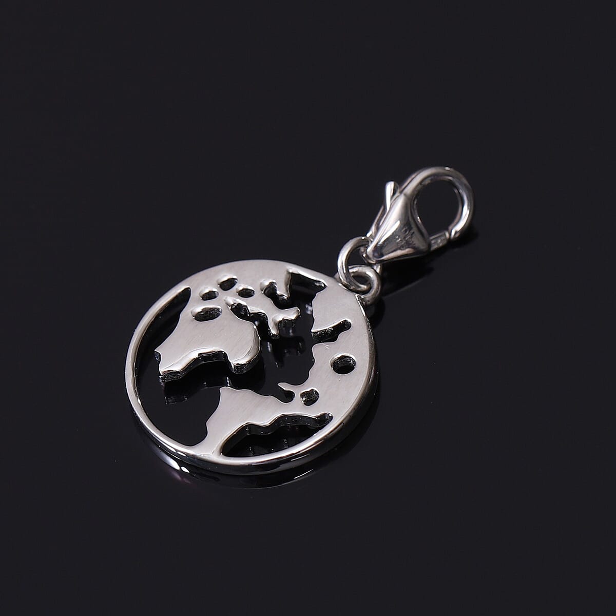 Globe World Map Platinum Over Sterling Silver Charm image number 1
