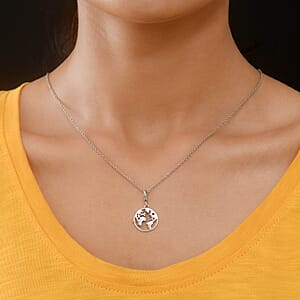 Globe World Map Platinum Over Sterling Silver Charm