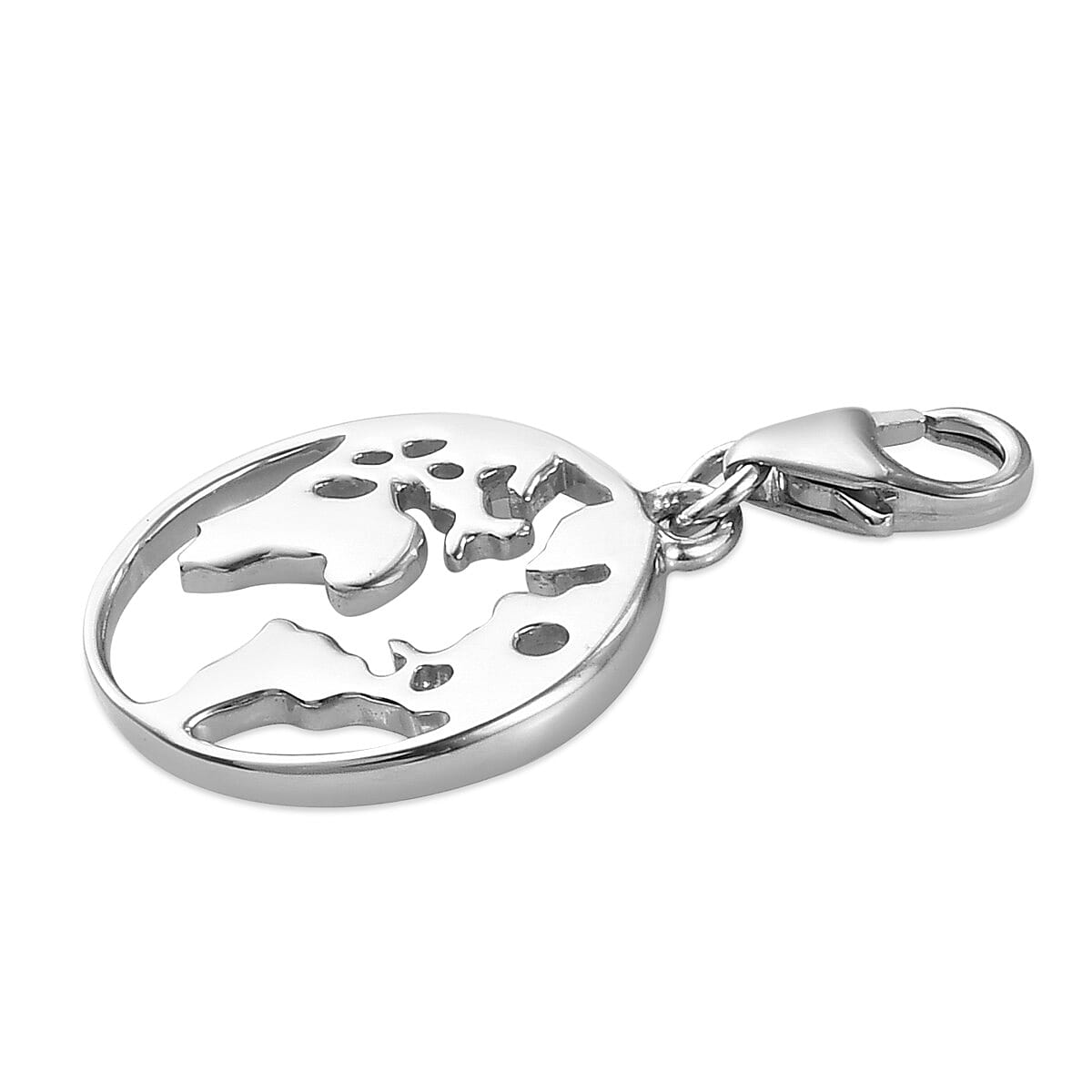 Globe World Map Platinum Over Sterling Silver Charm image number 3