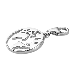 Globe World Map Platinum Over Sterling Silver Charm