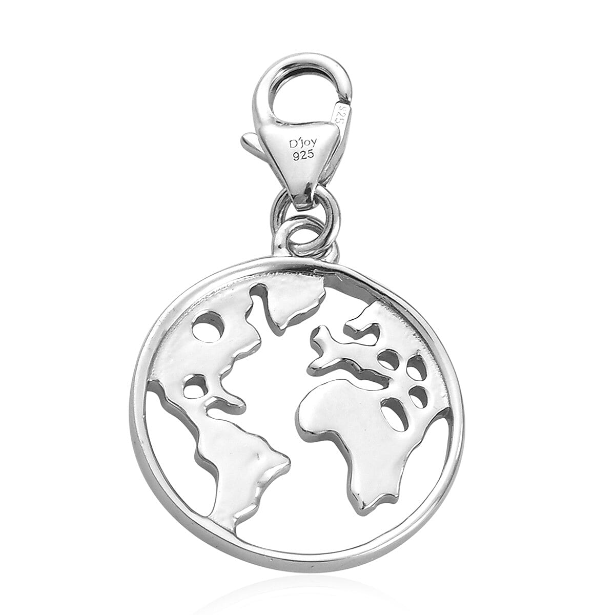 Globe World Map Platinum Over Sterling Silver Charm image number 4