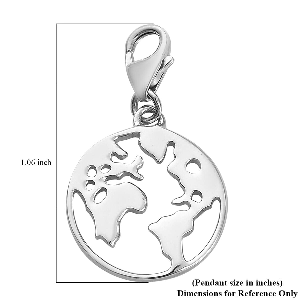 Globe World Map Platinum Over Sterling Silver Charm image number 5
