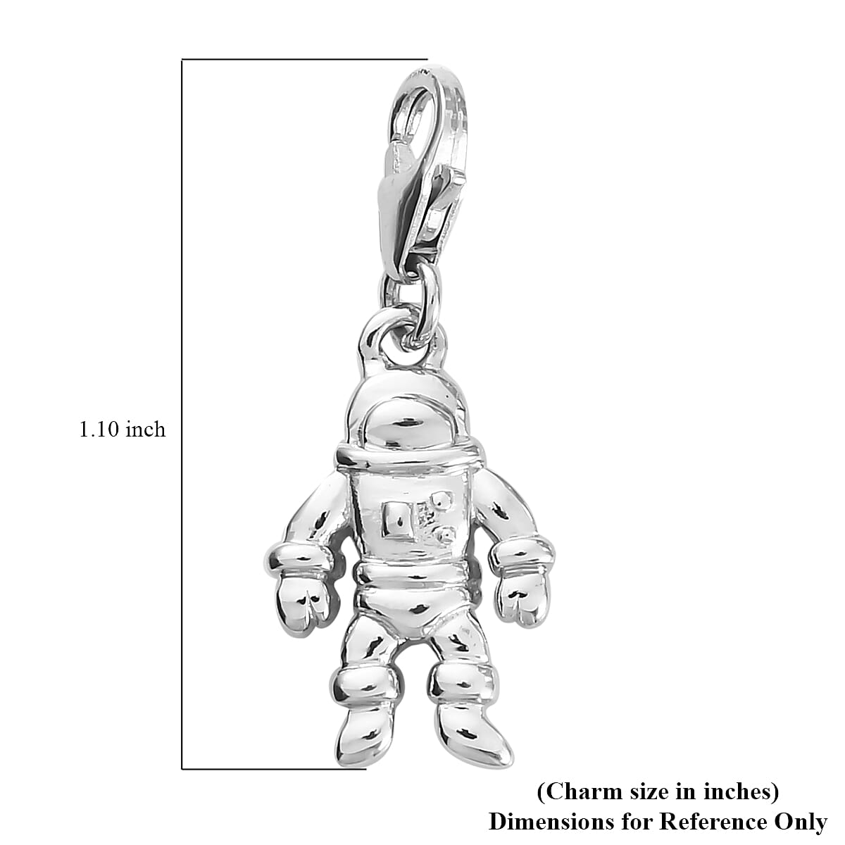 Astronaut Charm in Platinum Over Sterling Silver 2.25 Grams image number 3
