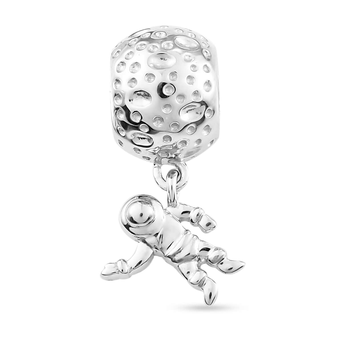 Astronaut and Moon Charm in Platinum Over Sterling Silver 2.70 Grams image number 0
