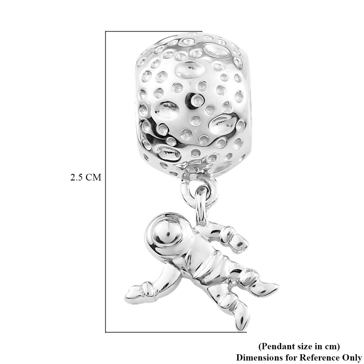 Astronaut and Moon Charm in Platinum Over Sterling Silver 2.70 Grams image number 4