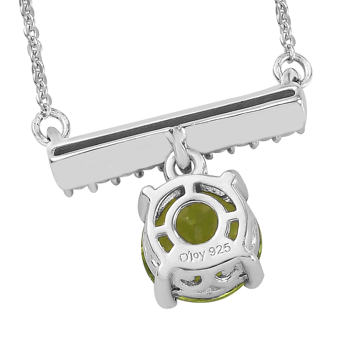 Peridot and Zircon Fancy Necklace 18 Inches in Platinum Over Sterling Silver 2.30 ctw image number 3