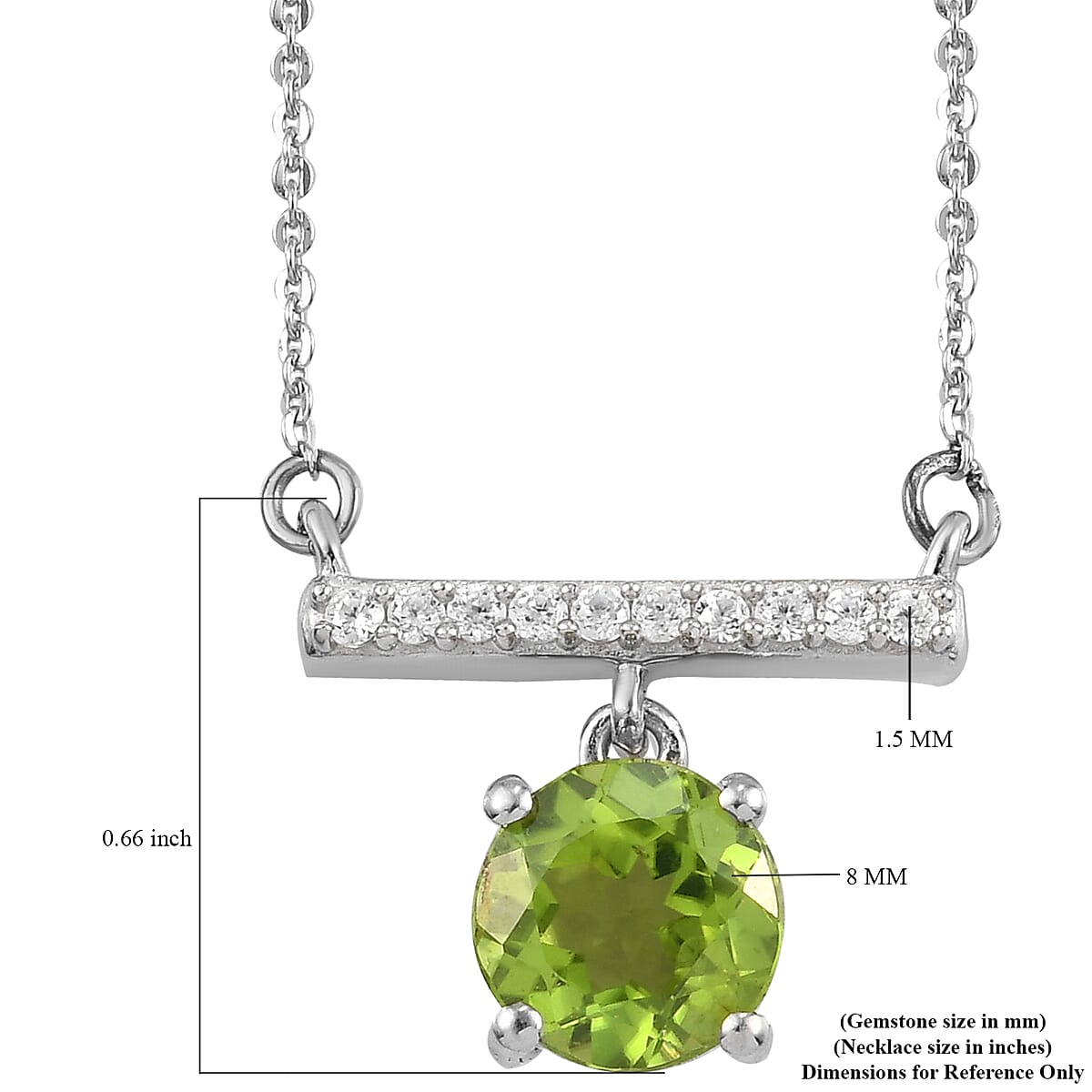 Peridot and Zircon Fancy Necklace 18 Inches in Platinum Over Sterling Silver 2.30 ctw image number 4