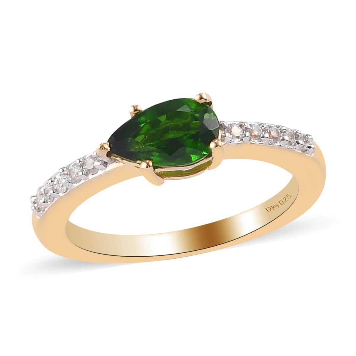 Premium Chrome Diopside and White Zircon Ring in Vermeil Yellow Gold Over Sterling Silver 1.10 ctw image number 0