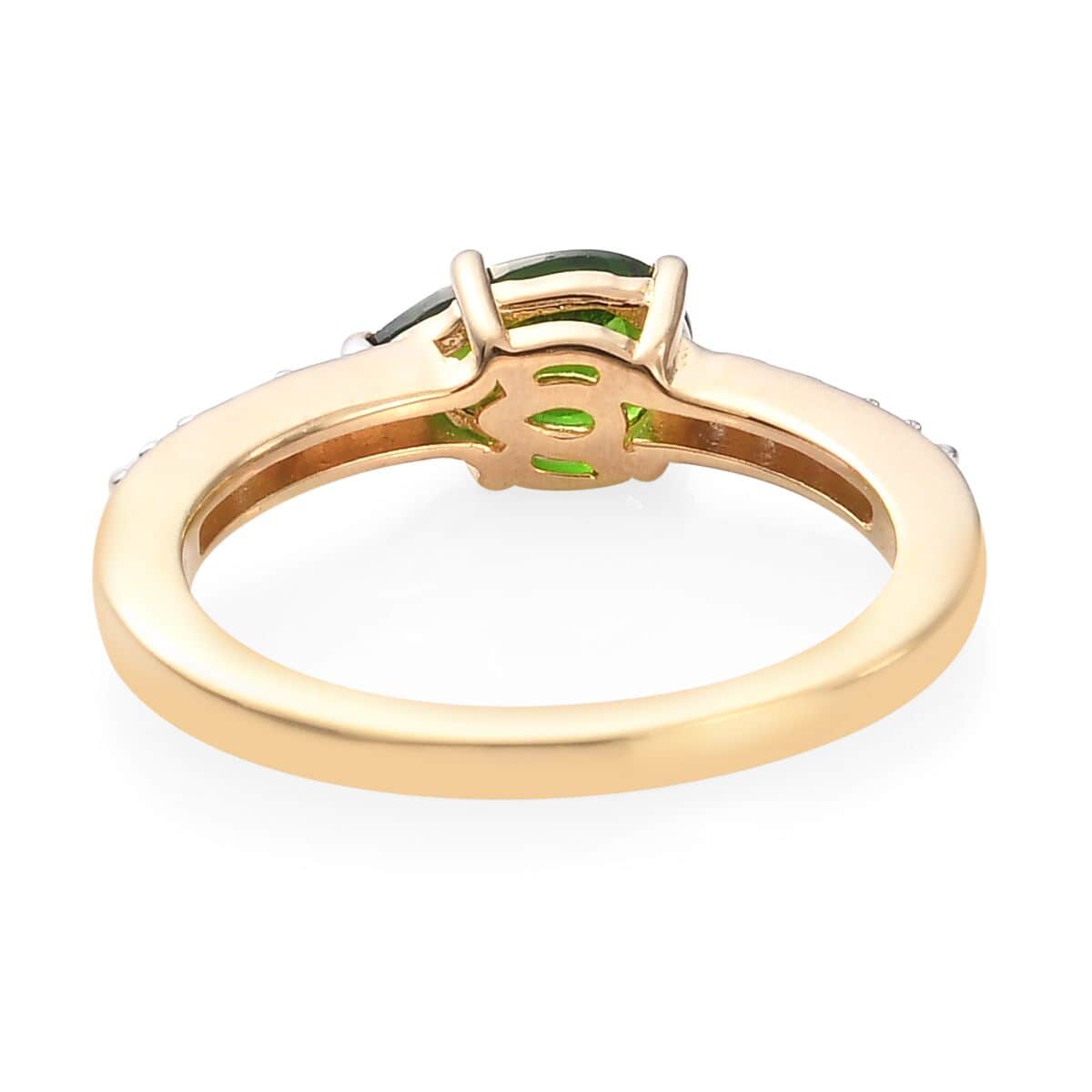 Premium Chrome Diopside and White Zircon Ring in Vermeil Yellow Gold Over Sterling Silver 1.10 ctw image number 4