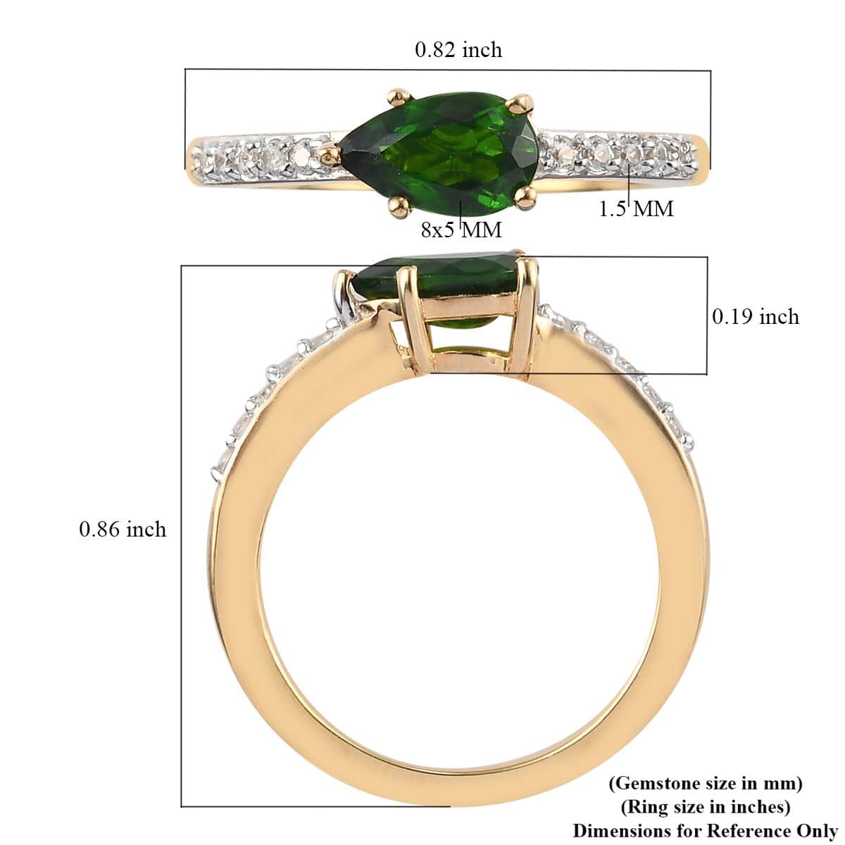 Premium Chrome Diopside and White Zircon Ring in Vermeil Yellow Gold Over Sterling Silver 1.10 ctw image number 5