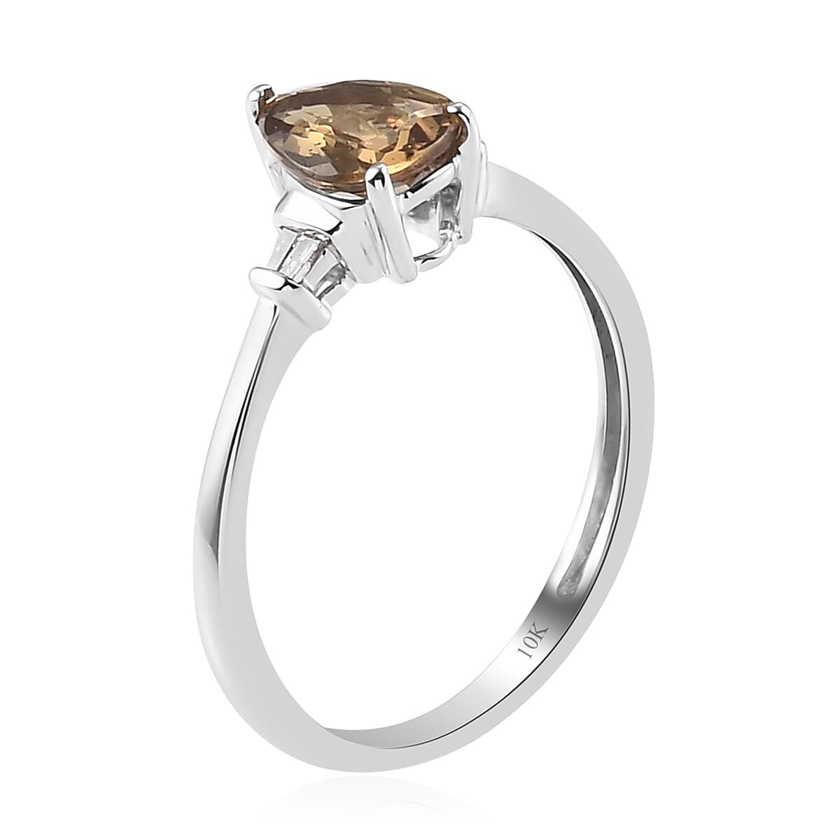 Luxoro 10K White Gold Premium Merelani Color Change Garnet and G-H I3 Diamond Ring (Size 7.0) 1.20 ctw image number 3