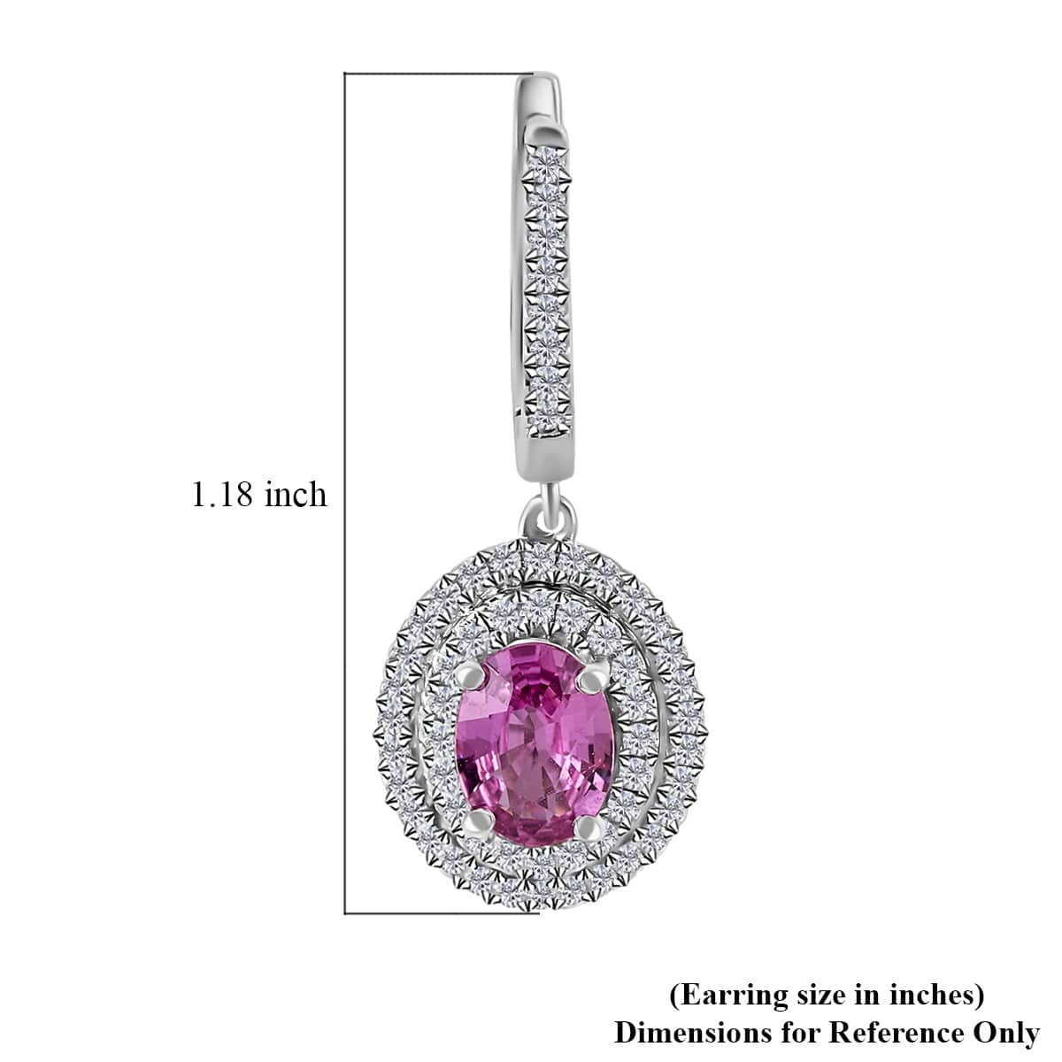 Appraised ILIANA 18K White Gold AAA Madagascar Pink Sapphire and G-H SI Diamond Earrings 5.20 Grams 2.40 ctw image number 3