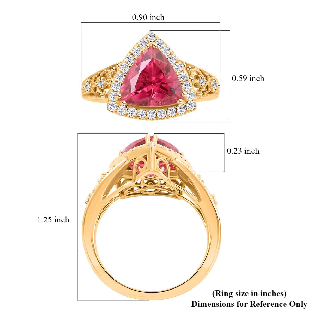 Iliana 18K Yellow Gold AAA Ouro Fino Rubellite and G-H SI Diamond Ring (Size 7.0) 5.20 Grams 2.75 ctw image number 5