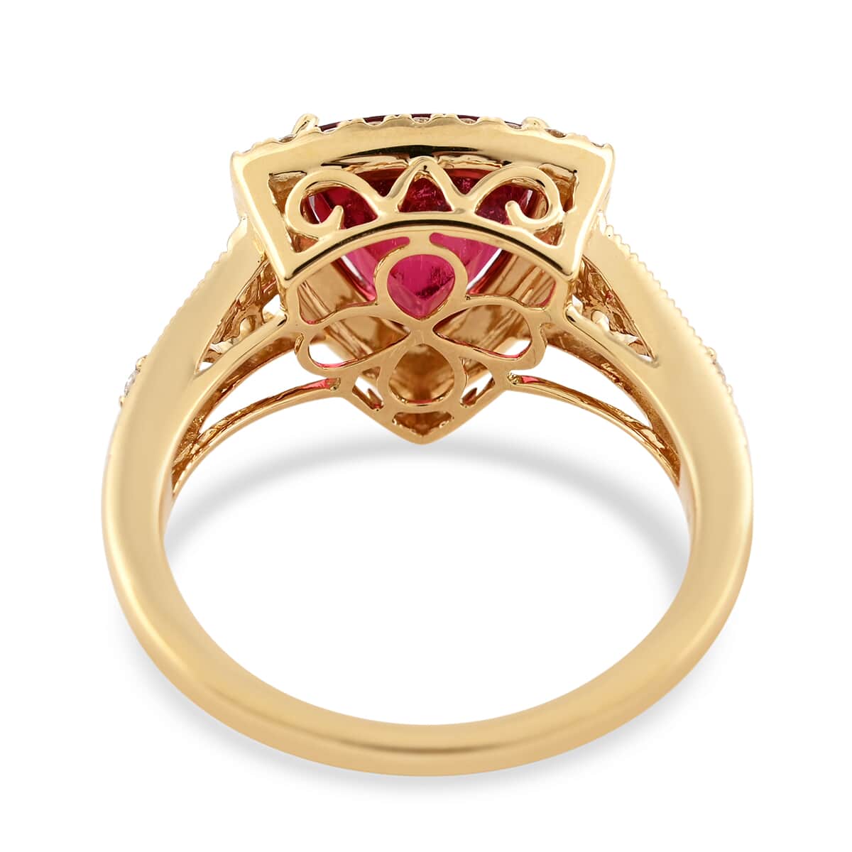 Iliana 18K Yellow Gold AAA Ouro Fino Rubellite and G-H SI Diamond Ring (Size 8.0) 5.20 Grams 2.75 ctw image number 2