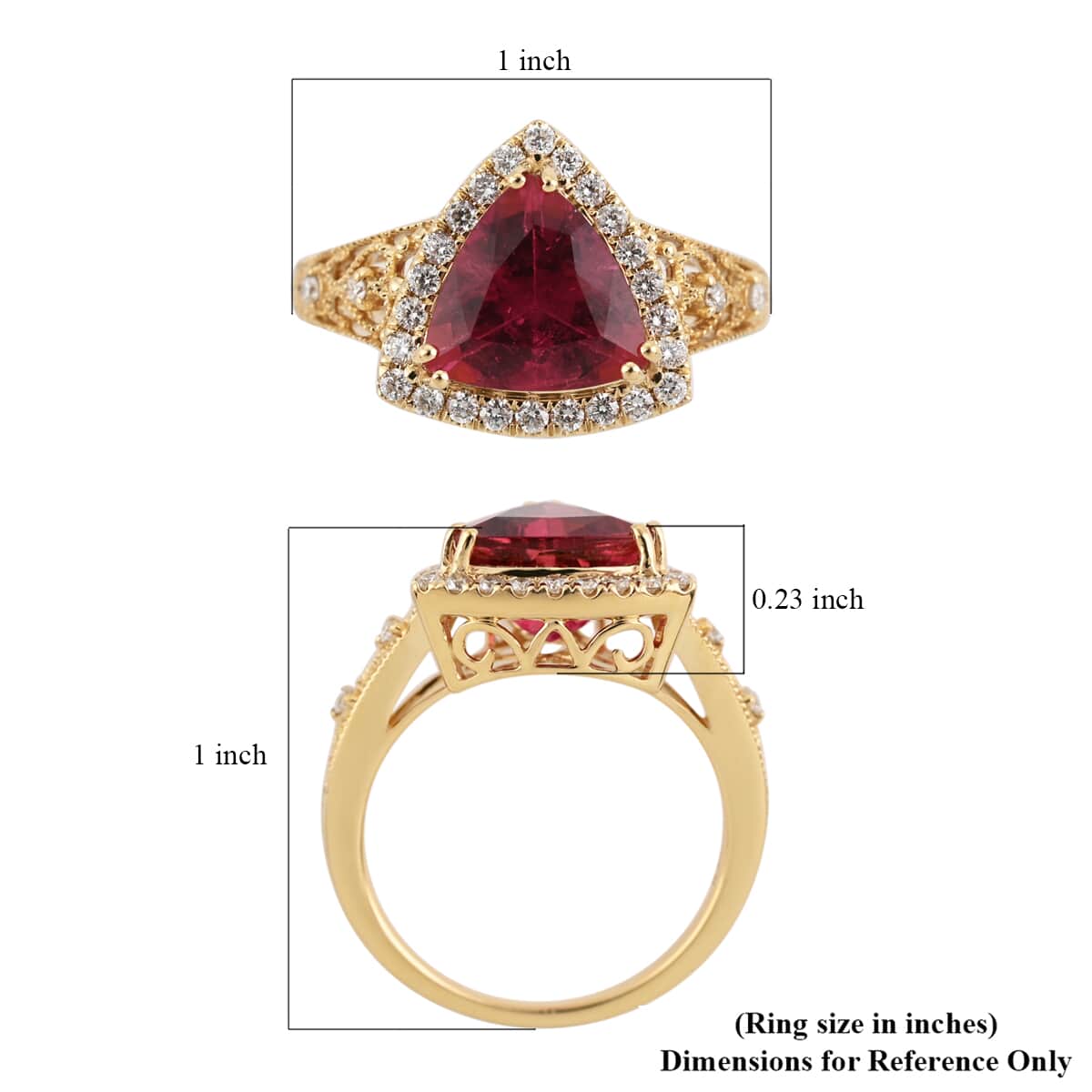 Iliana 18K Yellow Gold AAA Ouro Fino Rubellite and G-H SI Diamond Ring (Size 8.0) 5.20 Grams 2.75 ctw image number 3