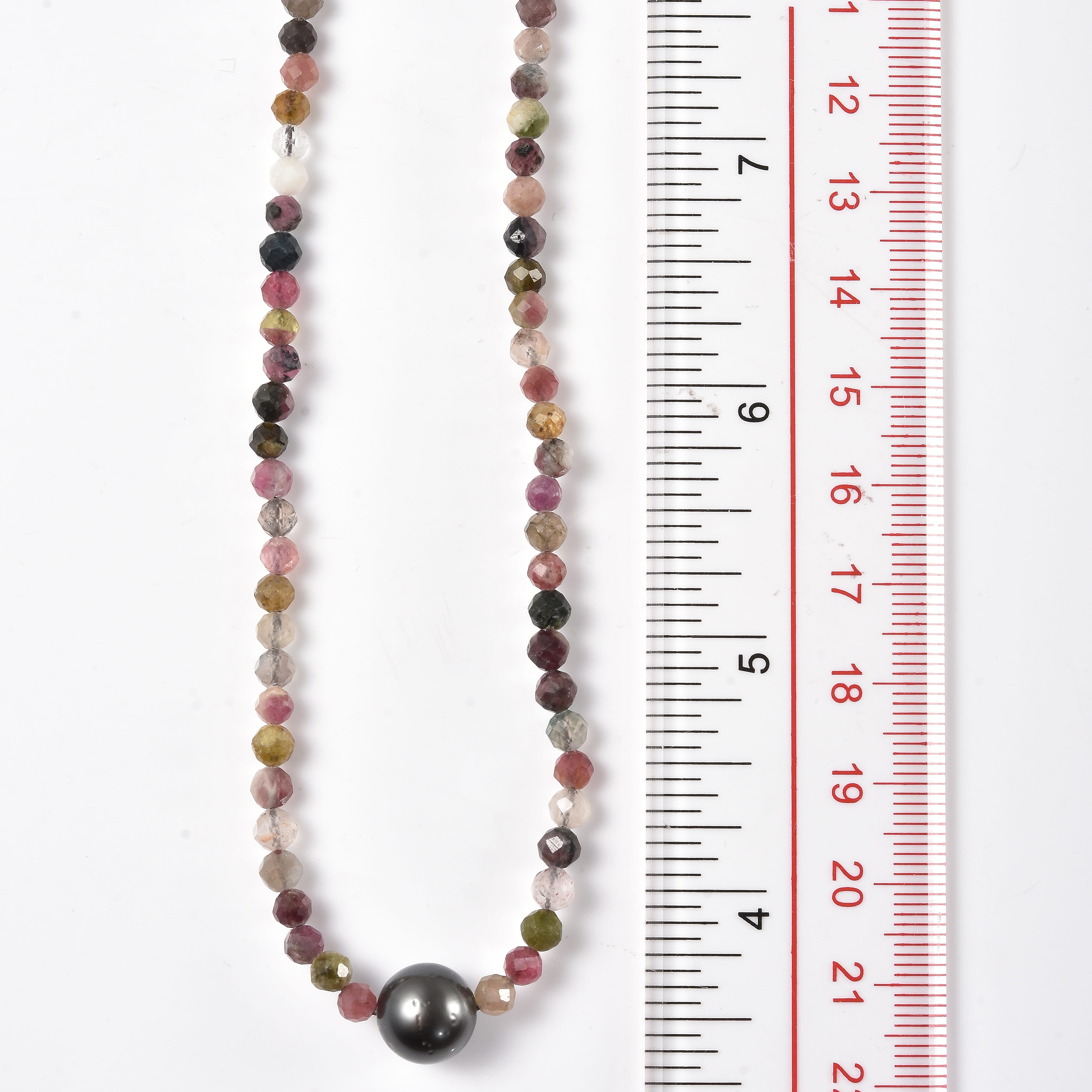 Multi-color Tourmaline Necklace, Tahitian Cultured Pearl Necklace, Rhodium Over Sterling Silver Necklace, Bolo Necklace, 18-22 Inch Adjustable Necklace 54.50 ctw