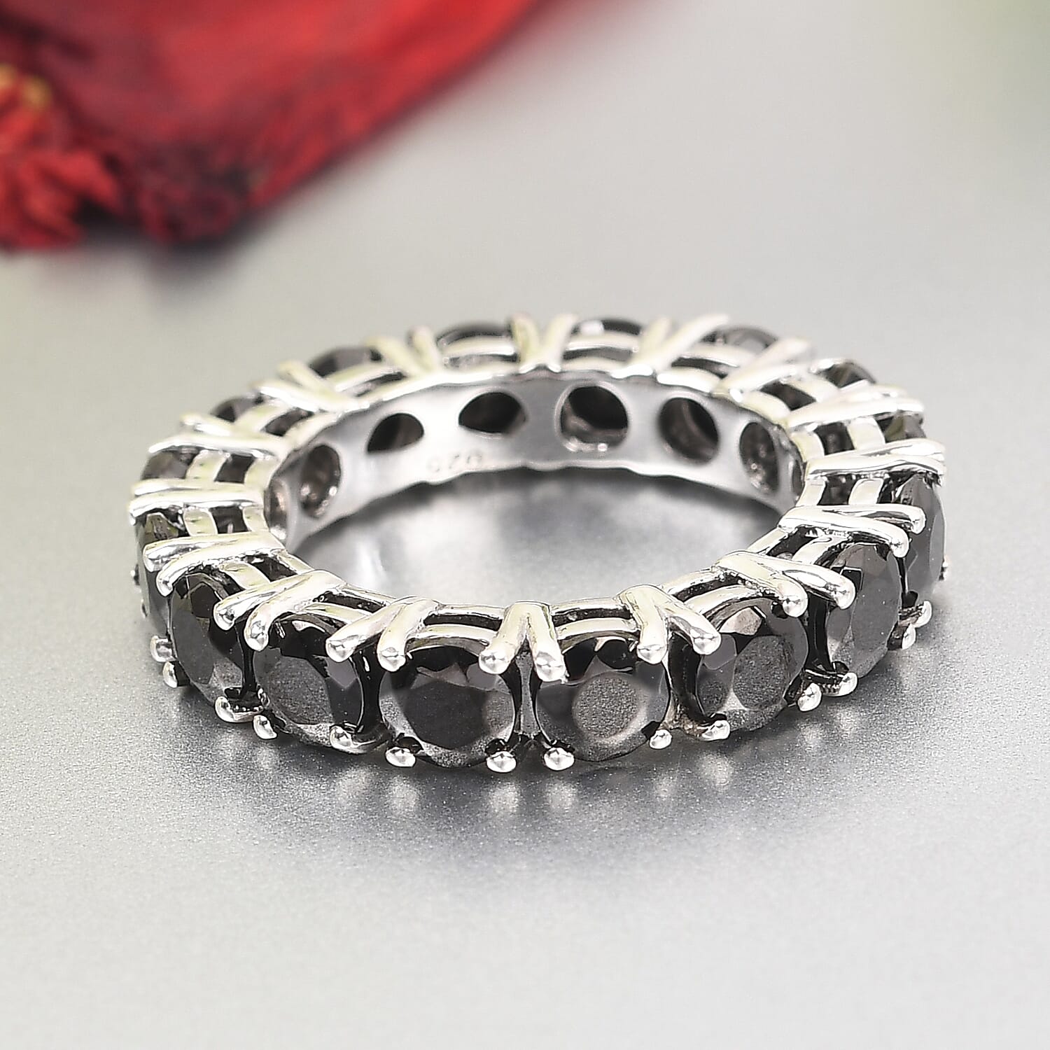 Elite Shungite 3.50 ctw Ring in Platinum Over Sterling Silver (Size 5.5)