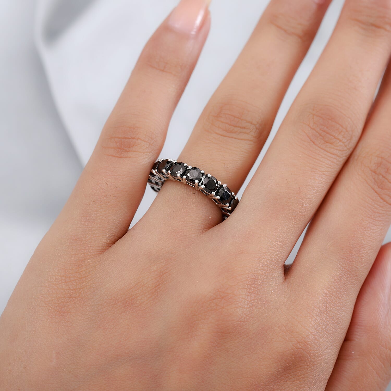 Elite Shungite 3.50 ctw Ring in Platinum Over Sterling Silver (Size 5.5)