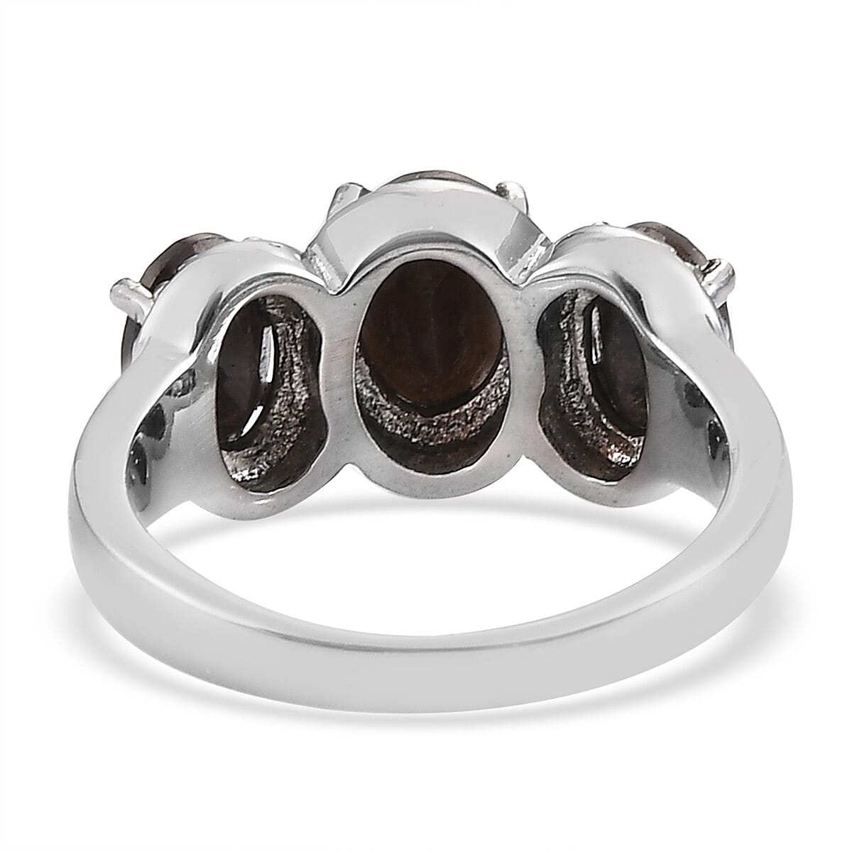 Silver Sapphire 3 Stone Ring in Stainless Steel (Size 9.0) 3.65 ctw image number 4