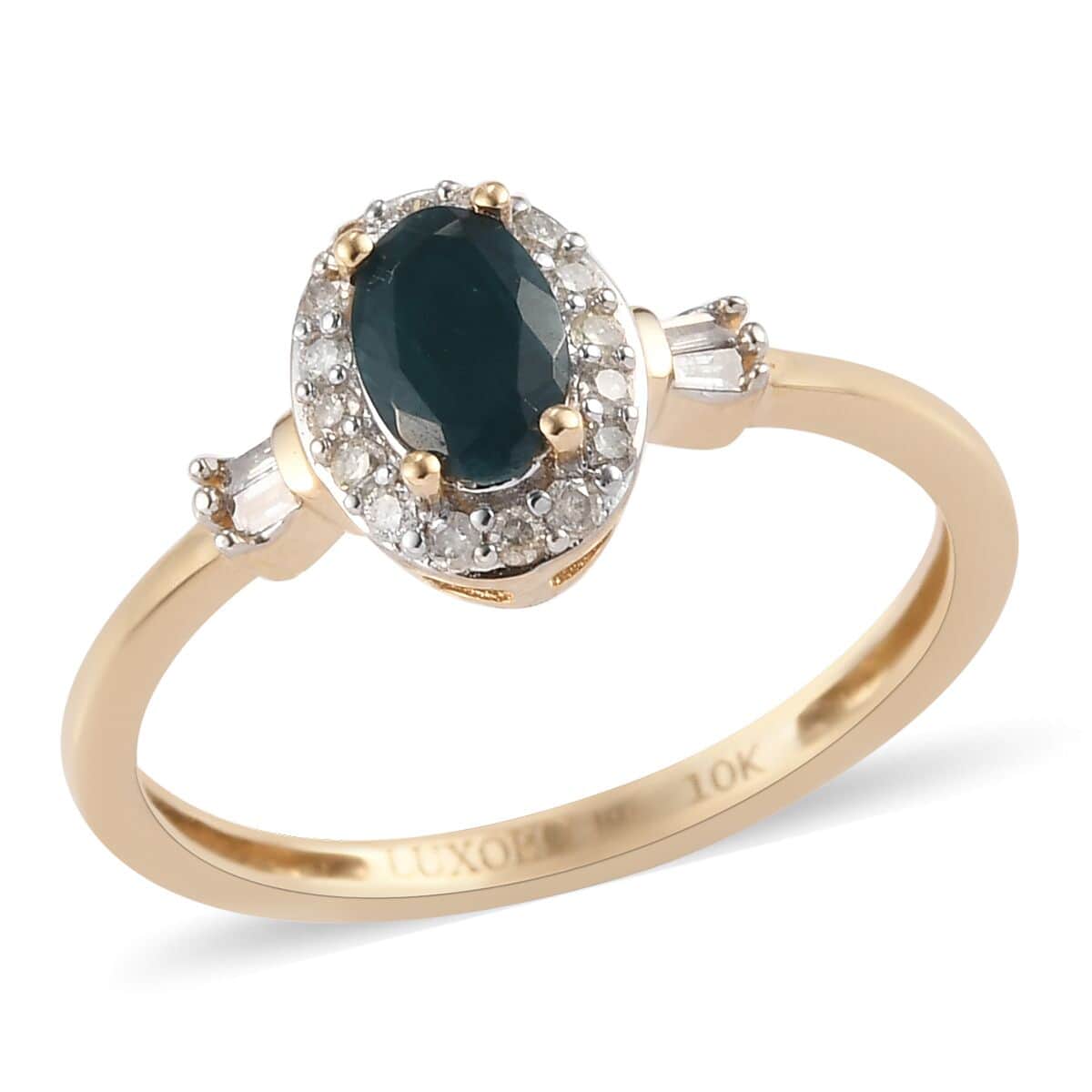 LUXORO 10K Yellow Gold AAA Teal Grandidierite and Diamond Halo Ring (Size 6.0) 0.60 ctw image number 0
