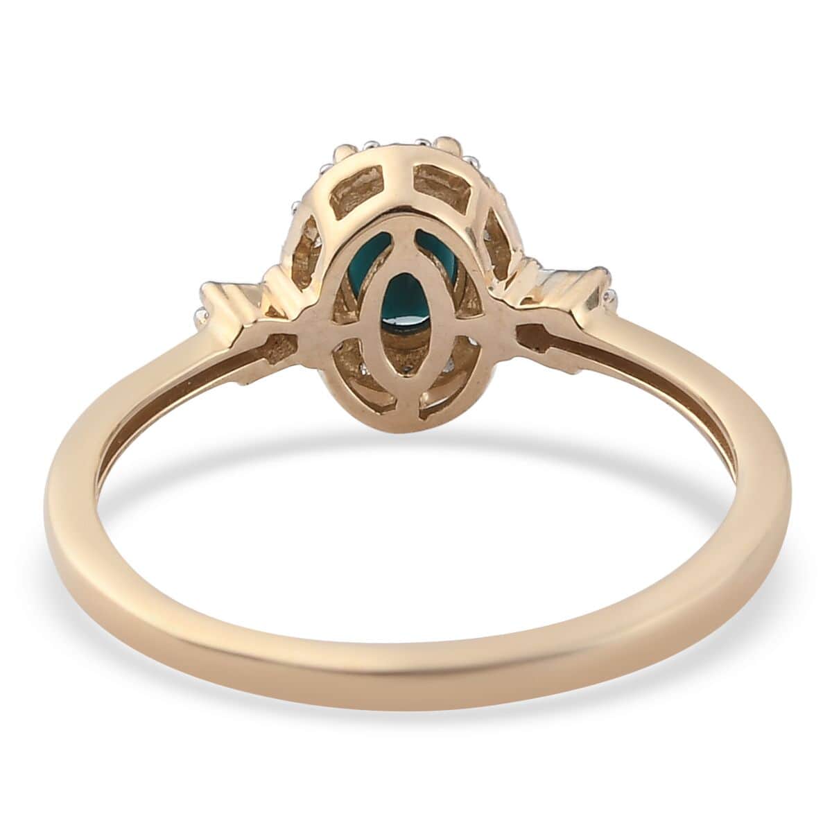 Luxoro 10K Yellow Gold AAA Teal Grandidierite and Diamond Halo Ring (Size 6.0) 0.60 ctw image number 4