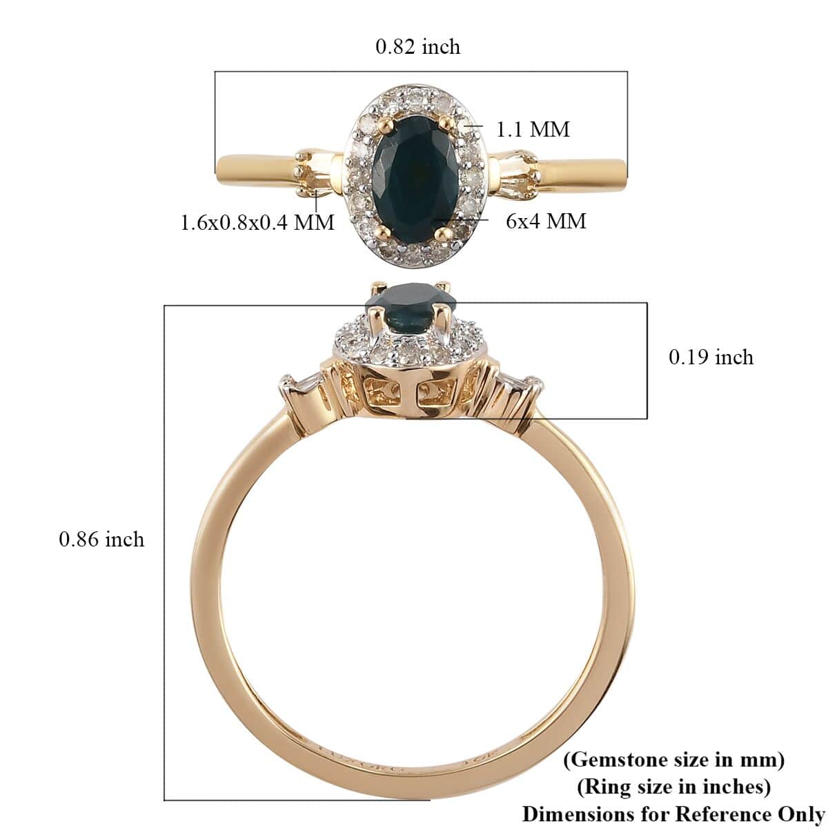 Luxoro 10K Yellow Gold AAA Teal Grandidierite and Diamond Halo Ring (Size 6.0) 0.60 ctw image number 5