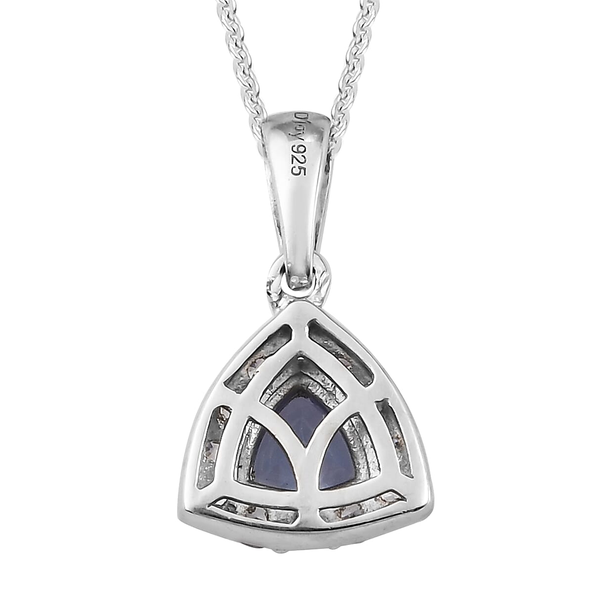 Tanzanite and Natural White Zircon Halo Pendant Necklace 20 Inches in Platinum Over Sterling Silver 1.00 ctw