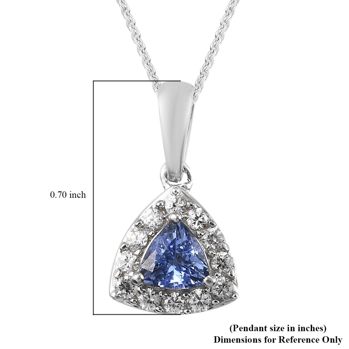 Tanzanite and Natural White Zircon Pendant Necklace 20 Inches in Platinum Over Sterling Silver 1.35 ctw image number 5