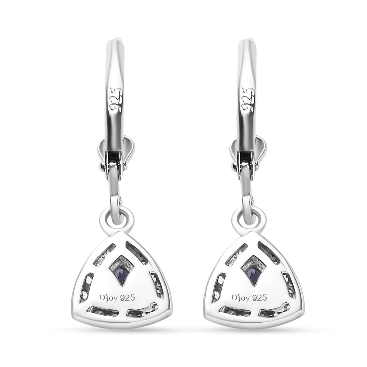 Tanzanite and White Zircon Lever Back Earrings in Platinum Over Sterling Silver 1.30 ctw image number 3