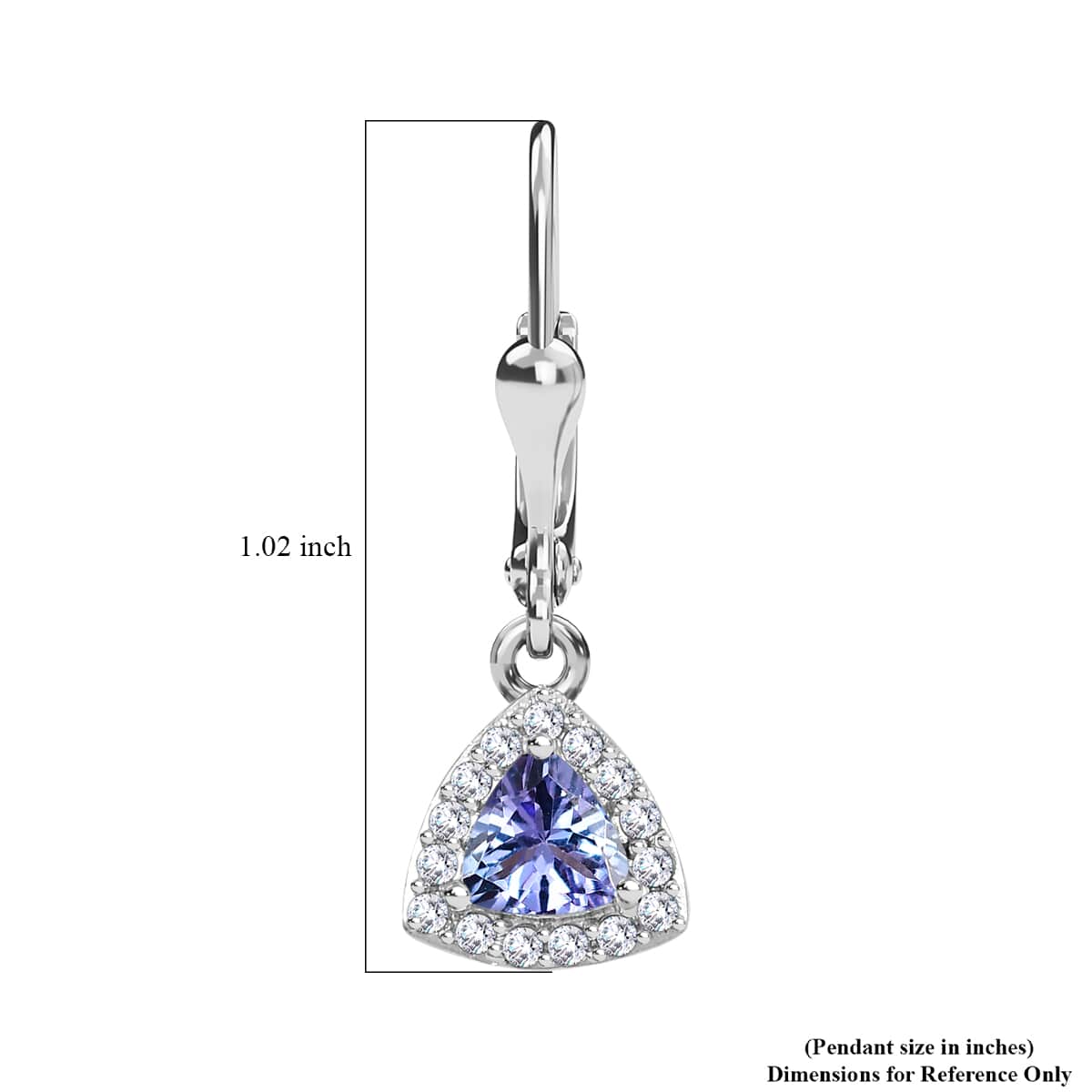 Tanzanite and White Zircon Lever Back Earrings in Platinum Over Sterling Silver 1.30 ctw image number 4