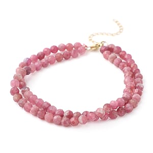 Morro Redondo Pink Tourmaline Beaded Dual Row Bracelet in 14K Yellow Gold Over Sterling Silver (6.75 In) 65.00 ctw